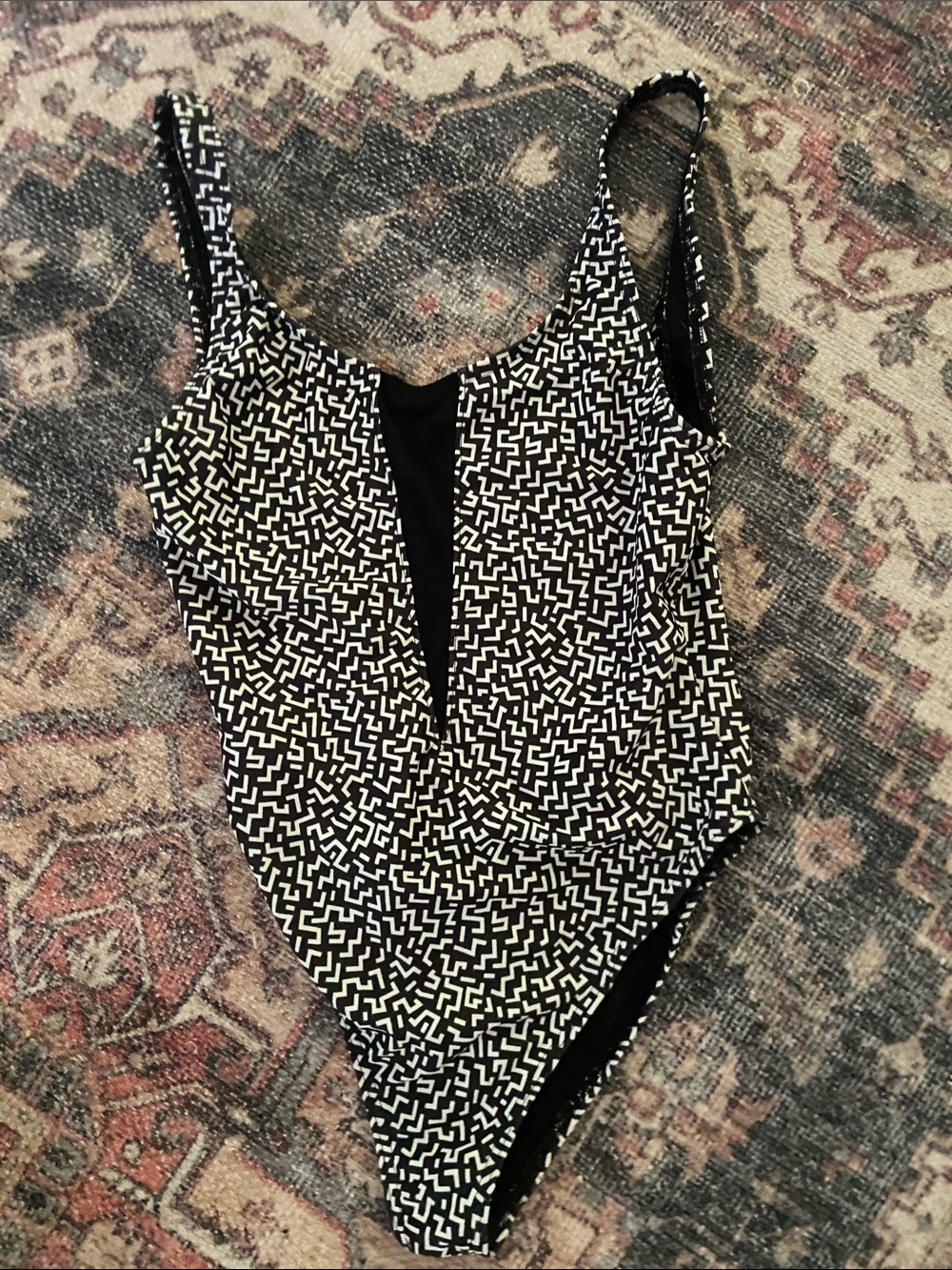 Black & White Geometric One-Piece Swimsuit